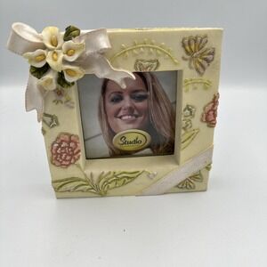 Resin Picture Frame 5.5" Square Floral By Studio Silversmiths 4X4 Photo Opening